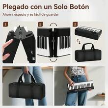 Teclado de Piano Digital Plegable DASHLINE de 88 Teclas con MIDI y Bluetooth - Negro - Ver 9