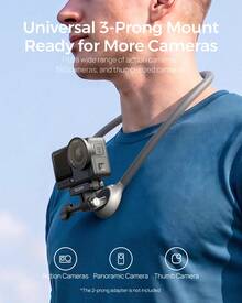 TELESIN SE3 Base Neck Mount For Action Cameras Soft Cushioning Flexible Storage Chest Strap Necklace Holder Universal 3-Prong Adapter Hands-Free Neck Mount For First-Person Perspective Video Recording - View 3