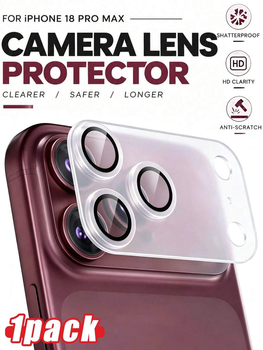 1pc Transparent Matte Anti-Fingerprint Anti-Scratch PET Camera Lens Protector, No Accessories, Compatible With IPhone 18Pro Max/18Pro/17Pro Max/17Pro, Daily Use Phone Lens Protection Accessory - Clear - View 1