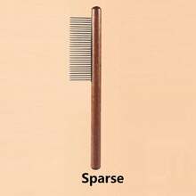 1pc Pet Hair Removal Comb, Wooden Handle Deshedding Slicker Brush, Pet Grooming Tool - Brown - View 11
