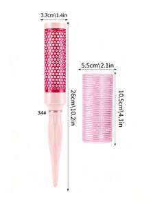 2pcs Curling Comb And Roller Set, Manual Hair Curler, Curling Comb, Aluminum Curling Rod, Non-Heat Curling, No Hair Damage, Effective Hair Care, Quick Styling, Suitable For Home Daily, Hair Salon, Beauty Parlor Use - Pink - View 3