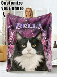 1pc Customized Photo Blanket, Personalized Flannel Blanket With Photo And Text, Office Nap Blanket, Comfortable Blanket, Mother's Day And Father's Day Gift For Parents, Bedding Blanket, Bed Customized Blanket, Customized Text Blanket, Home Personalized Customized Blanket - Multicolor - View 16