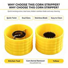 Corn Peeler Tool, Stainless Steel Corn Stripper, Corn Kernel Remover, Corn Shelling Device - Yellow - View 3