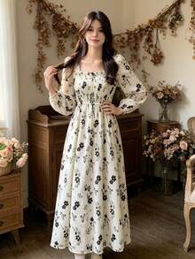 Women Long Dresses - Apricot - View 2