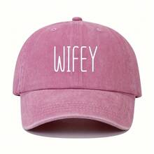 2件裝中性戶外休閒時尚 WIFEY+HOBBY 水洗印花可調節棒球帽，百搭卡車帽，適合女性、男性、假期，送給家人與朋友的完美禮物 - 彩色 - 查看 13