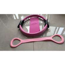 مجموعة 2 قطعة حلقة بيلاتس وحزام مقاومة على شكل 8، معدات لياقة بدنية منزلية محمولة، مناسبة لتدريب القوة للجسم بالكامل، متينة ومقاومة للتشوه - وردي - مشاهدة 12