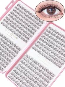 384 False Eyelash Clusters With C-Shaped Curl, 12mm Fish Tail Design, Natural Cross Shape - View 2