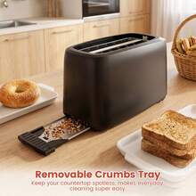SUPERLEX 4 Slice Toaster, 1450W Fast Heating, Warm Up/Defrost/Cancel/Reheat Functions, LED Indicator 7-Speed Adjustment, Removable Crumb Tray For Easy Cleaning, Matte Black. - UK Plug(220-240V) - View 8