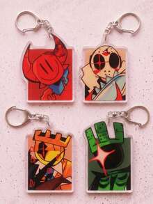 4pcs Forsaken Killers Game Killer Acrylic Keychain, Anime Style, Slasher/1x1x1x1 Game Character Card Design, Backpack/Shoulder Bag Pendant, Car Key Ring Accessory, Ideal Gift For Gamers And Friends - Multi-color 1 - View 1