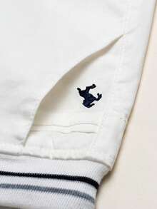 Boys Elastic Waist Embroidered Casual Woven Shorts - White - View 5