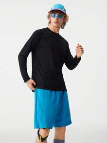 veidoorn Men's Sports & Leisure Long-Sleeved Top, Soft Comfortable T-Shirt For Outdoor Training - Black - View 4