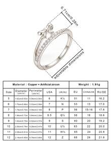 1pc Silver Cute Bow Ring, Shiny Cubic Zirconia Perfect Romantic Gift, Suitable For Her As Wedding Or Date Night Accessory - Silver - View 4