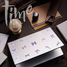 50pcs Purple Bow Sticker Creative Cup Sticker Light Purple Bow Sticker For Water Bottles, Laptops, Cars, Journals, Phone Case - Multicolor - View 3