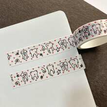 1pc Toothache Polka Dot & Star Washi Tape Basic Style Planner Decoration Material Tape - Multicolor - View 13