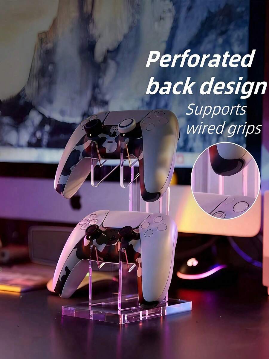 Acrylic Game Controller Stand Dual-Layer Gaming Controller Holder For Gamepads Universal Storage Rack Desktop Organizer For Hardcore Gamers Casual Users Workspace Storage Shelf Gaming Accessory Gaming Room Decor Desk Accessories - Multicolor - View 1