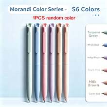6pcs Morandi Color Retractable Gel Pen Set, High-Aesthetic Colorful Pens, Suitable For Students, Bullet Journaling And Note-Taking, Back To School - A - View 8