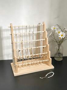 Solid Wood Multi-Layer Jewelry Display Stand, 4-6 Tier Detachable Earring & Bracelet Storage Rack, Multi-Functional Home Decor Display Shelf, INS Style Vanity Organizer Box, Suitable For Counter, Home And Store - Multicolor - View 8