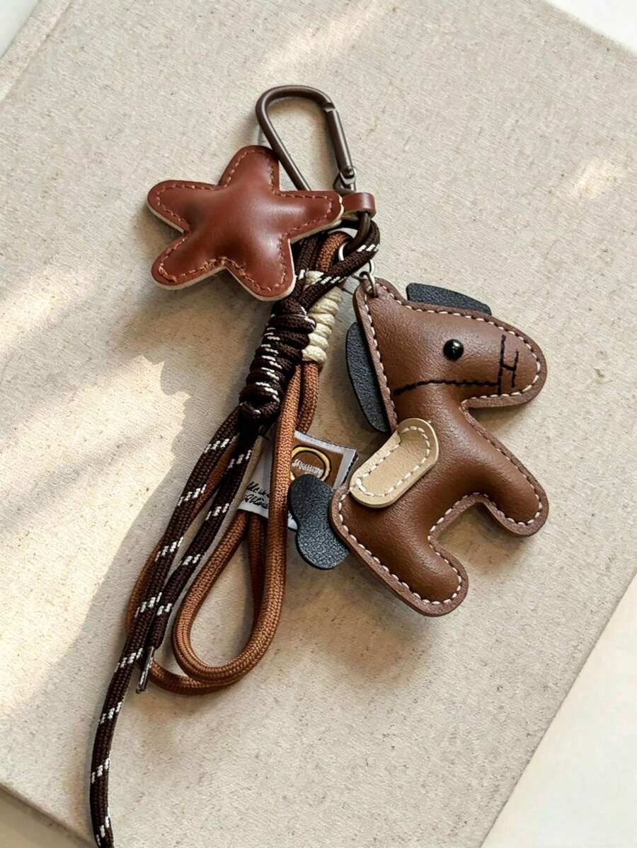 Ins Exquisite PU Leather Pony Keychain, Fashion Woven Rope Tassel Charm, Versatile Bag Accessory Gift For Women - Multicolor - View 1
