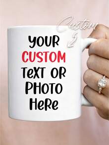 Customizable 11oz Ceramic Coffee Mug, Personalized With Photo, Text And Logo, Holiday Commemorative Cup, Suitable For Office, Home, Father's Day, Valentine's Day Gift, Applicable For Birthday, Engagement, Wedding, Graduation (Single/Double Sided) - Multicolor - View 3