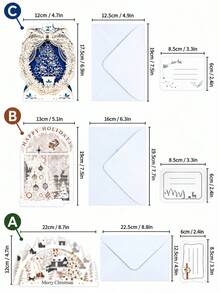 2pcs/Set 3 Styles Christmas 3D Pop-Up Invitation Cards With Envelopes, Elegant Laser Cut Holiday Greeting Cards, Suitable For Parties, Family Gatherings, Office Celebrations - Christmas Style - View 3