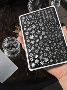 Snowflake Element Nail Art Print Steel Plate Large & Small Snowflake Reindeer Christmas Pattern DIY Transfer Tool - Multicolor - View 5