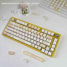 Tutup Tombol Sublimasi Pewarna Lima Sisi PBT Cetak Samping Tinggi MOA Lucu DIY untuk Keyboard Mekanik dengan Gambar Kepala Kucing Meow Permen Kapas - View 6