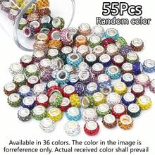 25/35/40/45/50/55Pcs 3-Row Colorful Rhinestone Soft Clay Beads, Random Color Sparkling Large Hole Beads, Perfect For DIY Bracelets, Necklaces, Pendants, Earrings And Bag Charms Crafting - Multicolor - View 16