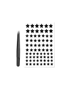 1 Set New Popular Black Large & Small Pentagram Transparent Large & Small Rhinestone Face Stickers, Y2K European & American Gothic Cool Vibe Facial Makeup Decoration Decals, Self-Adhesive Face Stickers Professional Store Supplies DIY Stickers - Multicolor - View 9