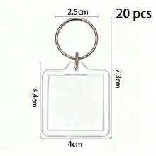 5/10/20pcs Blank Photo Insert Keychains, Transparent Acrylic Photo Frame Key Rings, DIY Photo Pendant Charms, Suitable For Bags, Backpacks, Gift Making - Multicolor - View 16