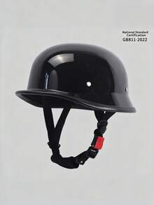 1pc Unisex Vintage Genuine Leather Half Helmet For Electric Motorcycle, DOT Certified, Retro Cruiser Style, Safety Helmet For Electric Scooter - Genuine Leather  Half Helmet - View 4