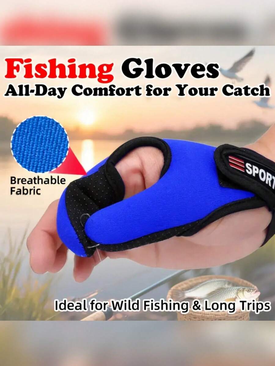 1pc Breathable Two-Finger Fishing Gloves – Suitable For Outdoor Fishing And Long-Term Use, With An Elastic Wrist Design - Multicolor - View 1