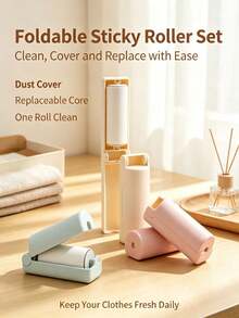 1pc Mini Foldable Lint Remover, 180° Rotating Sticky Roller, With Dust Cover And Replaceable Paper Core, Easy To Tear Off Glue Portable Lint Remover, Suitable For Clothes, Pet Hair, Dust And Fluff Cleaning, Suitable For Home, Travel Office Use - Multi-color - View 6
