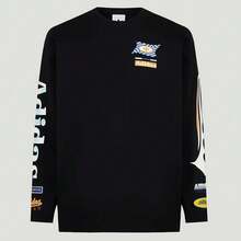Adidas Originals RAC Men's Long Sleeve T-Shirt Fashionable Versatile Racing Style Comfortable Loose Knit Sports Pullover - Black - View 4