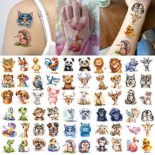 10pcs Realistic Animal Temporary Tattoo Stickers, Penguin Hedgehog Puppy Kitten Python Whale Flamingo Multiple Animal Pattern Designs, Suitable For Holiday Party, Birthday Gift, Body Art Decoration - Multicolor - View 1