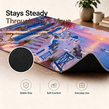 1pc Mediterranean Coastal Village Sunset Mouse Pad, Blue And White Seaside Landscape Extended Desk Mat For Home Office And Gaming - View 7