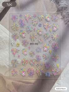 2 Styles Colorful Fireworks Star Heart Decorative Stickers, Laser Glitter Pattern, Suitable For Phone Case Earphone Camera Nail Art, Romantic Creative Multi-Purpose Decorative Small Stickers - Decorative Stickers - View 7
