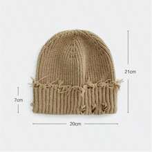 1pc Unisex Solid Color Street Style Distressed Knit Beanie Hat, Warm Outdoor Fashion Streetwear Couple Student Knitted Hat For Autumn/Winter, Suitable For Daily Wear - Multicolor - View 9