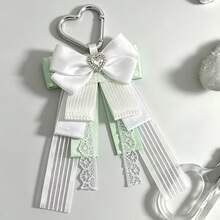 1pc Heart Buckle Satin Ribbon Bow Bag Charm, Lace Long Ribbon Polka Dot Woven Tape Anime Cosplay Live Concert Lolita Ita Bag Idol Support Fabric Rose Plush Wing Decoration Accessory Sweet Style Otaku Collection Handmade Peripheral Ornament - A - View 22