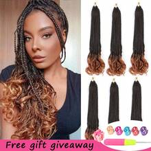 6 Paket Rambut Kepang Kotak Dewi 22 Inci dengan Ujung Keriting, Ekstensi Rambut Kepang Sintetis Pra-Loop, Kepang Boho Aneka Warna, Hadiah Alat Rambut Gratis untuk Pesta Cosplay Halloween dan Pemakaian Sehari-hari - MultiWarna - View 11