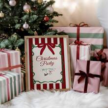 1pc Frameless Striped Christmas Whimsical Cute Digital Art Canvas Poster Print Festive Wall Decor For Bedroom Living Room Dorm Back To School Gift - Frameless - View 6