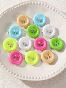 6pcs/12pcs Women's Candy Color Large Round Button Hair Clips, Y2K Cute Dopamine Bright Color Single Button Side Clips, Sweet Girl Bangs Hair Accessories, Suitable For Versatile Daily Broken Bangs Hairstyle - Multicolor - View 7
