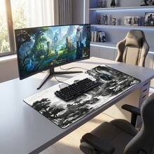 Chinese Style Landscape Mouse Pad, Large Tree And Mountain Desktop Mat, Extra Large Anime Game Keyboard Pad, Non-Slip Rubber Base, Extended Desktop Protector, Suitable For Home Office - View 8