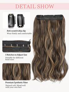 Invisible Wire Hair Extensions Honey Brown With Highlights Long Wavy Hair Extensions With Transparent Headband Fish Line Secret Hairpieces For Women - Piano Color - View 3