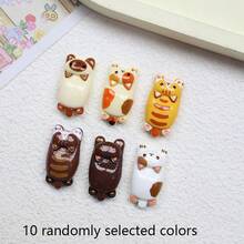 10/20/30pcs Cute Long Cat Resin Charms, Cream Glue DIY Phone Case Hair Accessories Handmade Materials - Random Mix - Mixed Cat - View 11