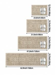 DAJIANG 1pc Bohemian Vintage Kitchen Rug, Non-Slip Rubber Backing Long Runner, Machine Washable Thickened Kitchen Floor Mat, Suitable For Hallway, Laundry Room, Holiday Room Decor - Multicolor - View 3