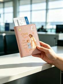 首字母旅行護照保護套，耶穌主題封面配飛機設計，商務旅行護照保護套，可收納護照、登機證與機票，適合學生、上班族、旅遊愛好者，送給朋友、家人與常旅客的實用禮物，生日、畢業、節日、蜜月或即將旅行的實用選擇 - 彩色 - 查看 10
