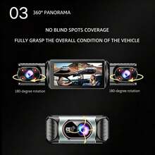 Wifi High-Definition 4-Lens Panoramic Dashcam, Low-Light Night Vision, 360° Panoramic Recording, 4-Camera Recording, Collision Sensor, Equipped With 64Gb Loop Recording, Mobile Phone Interconnection,Battery Capacity 150mAh - 4-channel Dash Cam - View 6