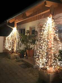 1pc 400 LED 8 Functions 2.8m USB Ponytail Lights, Waterfall Fairy Copper Wire Lights, Indoor Outdoor Atmosphere Light For Garden, Holiday Gifts - Solar Ponytail Light - View 6