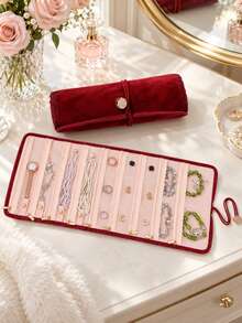 Women's Jewelry Storage Roll, Empty Bag Only, Portable Jewelry Storage Roll Bag, Travel Jewelry Box, Multi-Functional Necklace And Ring Storage Bag, Lightweight Tangle-Free Jewelry Storage, Essential Travel Jewelry Organizer - Multicolor - View 4