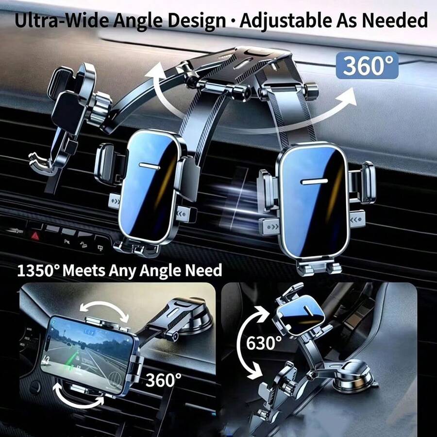 Car Waterfall-Style Phone Holder, Strong Suction Cup Stable And Non-Detachable, Adjustable Angle, Flexible Viewing, Smooth Operation On Rough Roads, Essential Stability - General - View 1